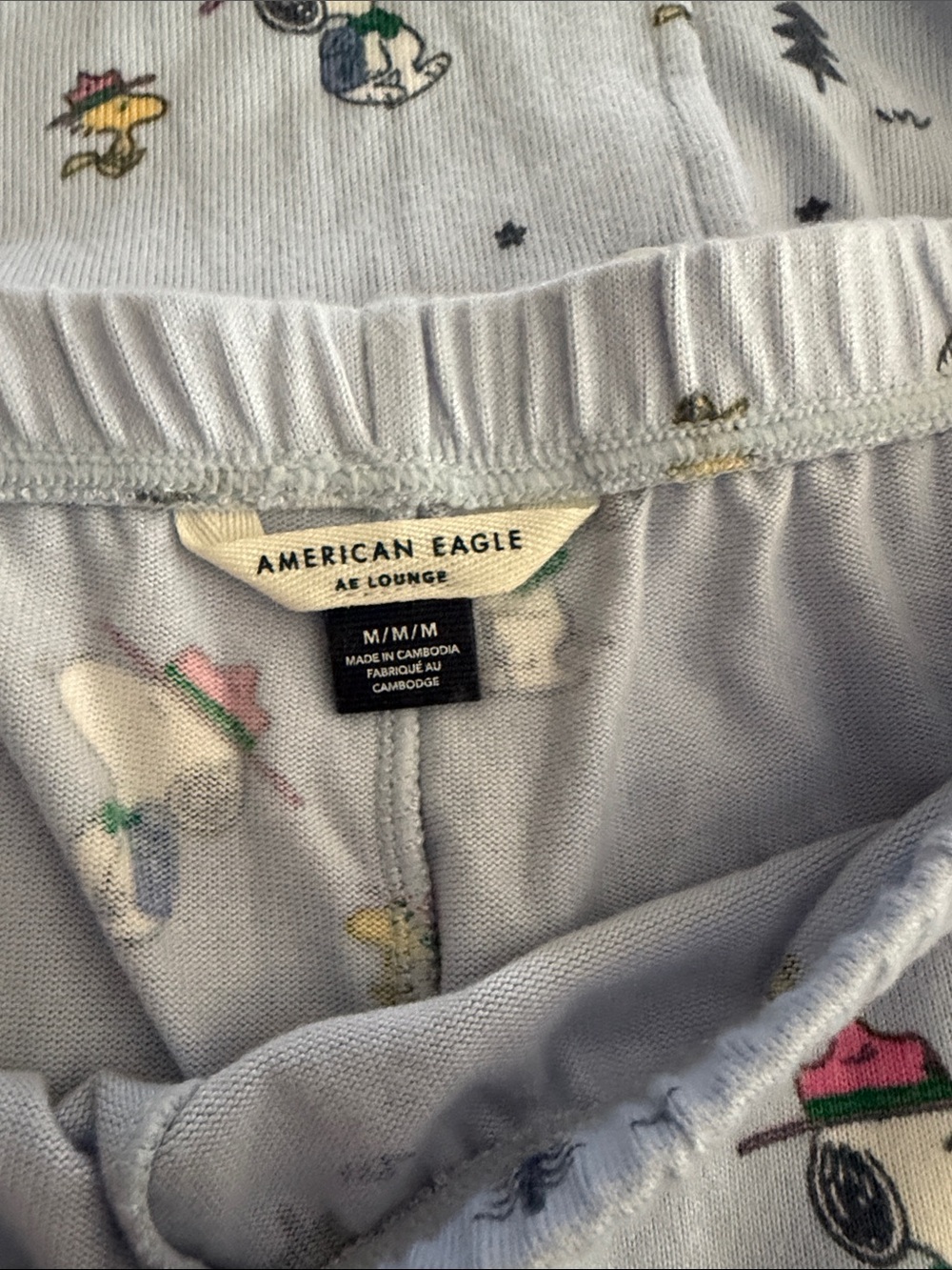 American Eagle Outfitters Light Blue Snoopy & Woodstock Pajama Set Sz M New - Picture 3 of 5